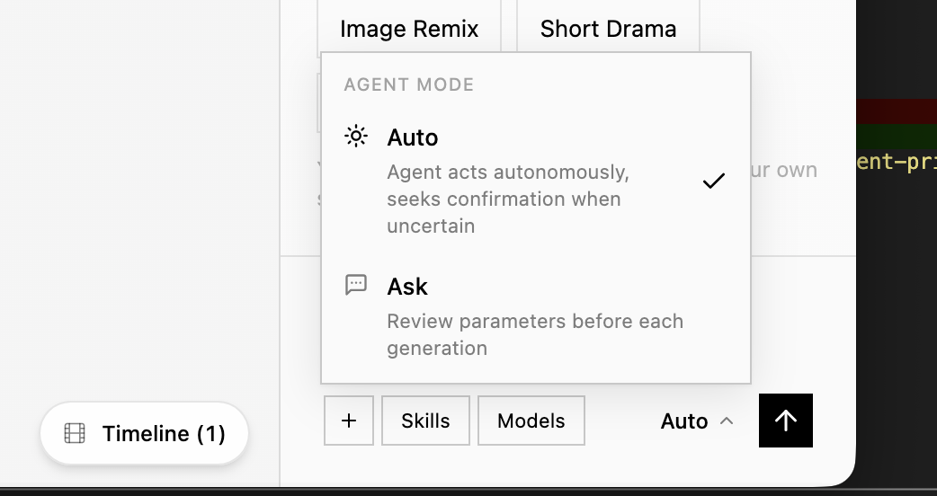 The Agent Mode selector