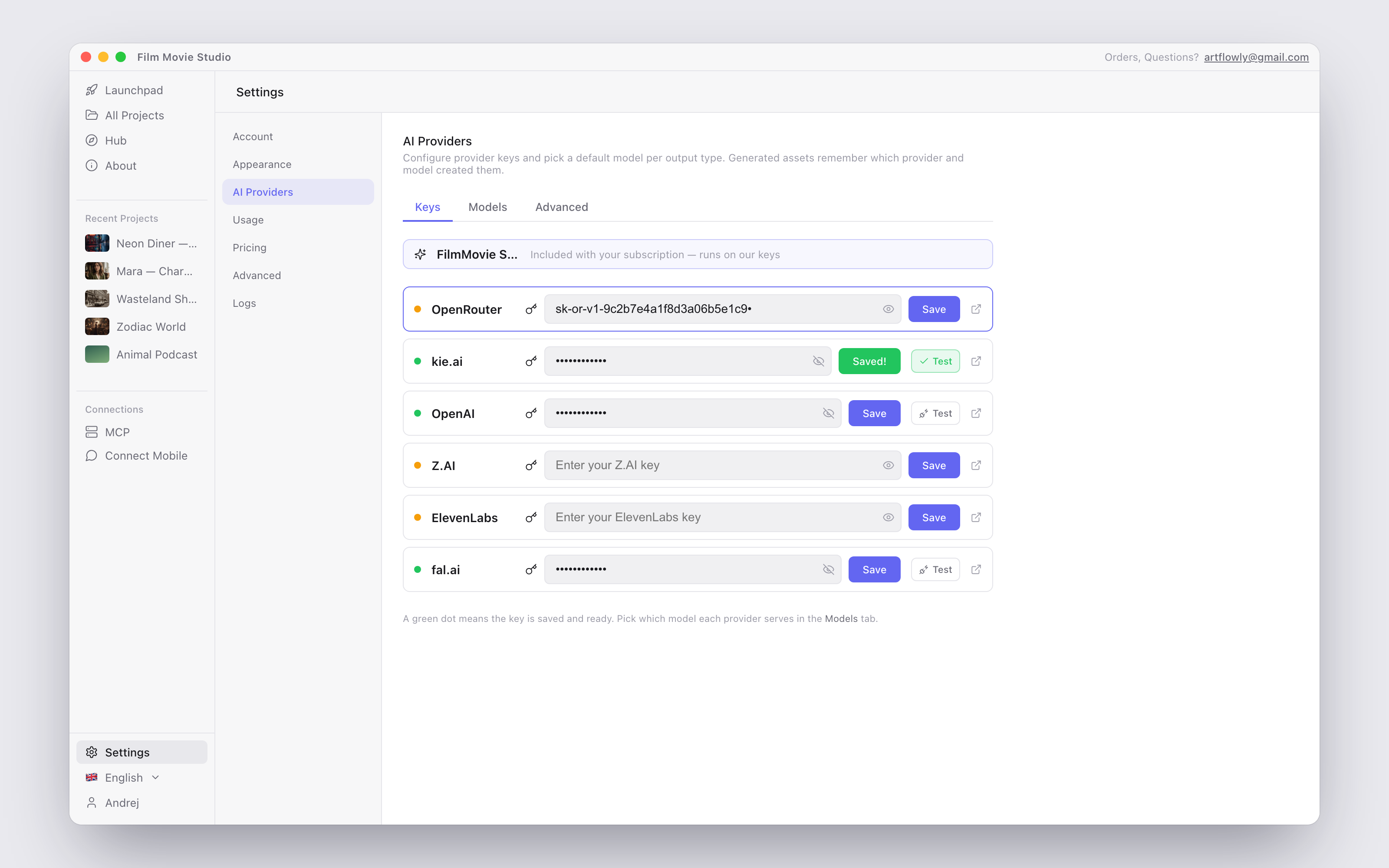 AI-Providers-Einstellungen