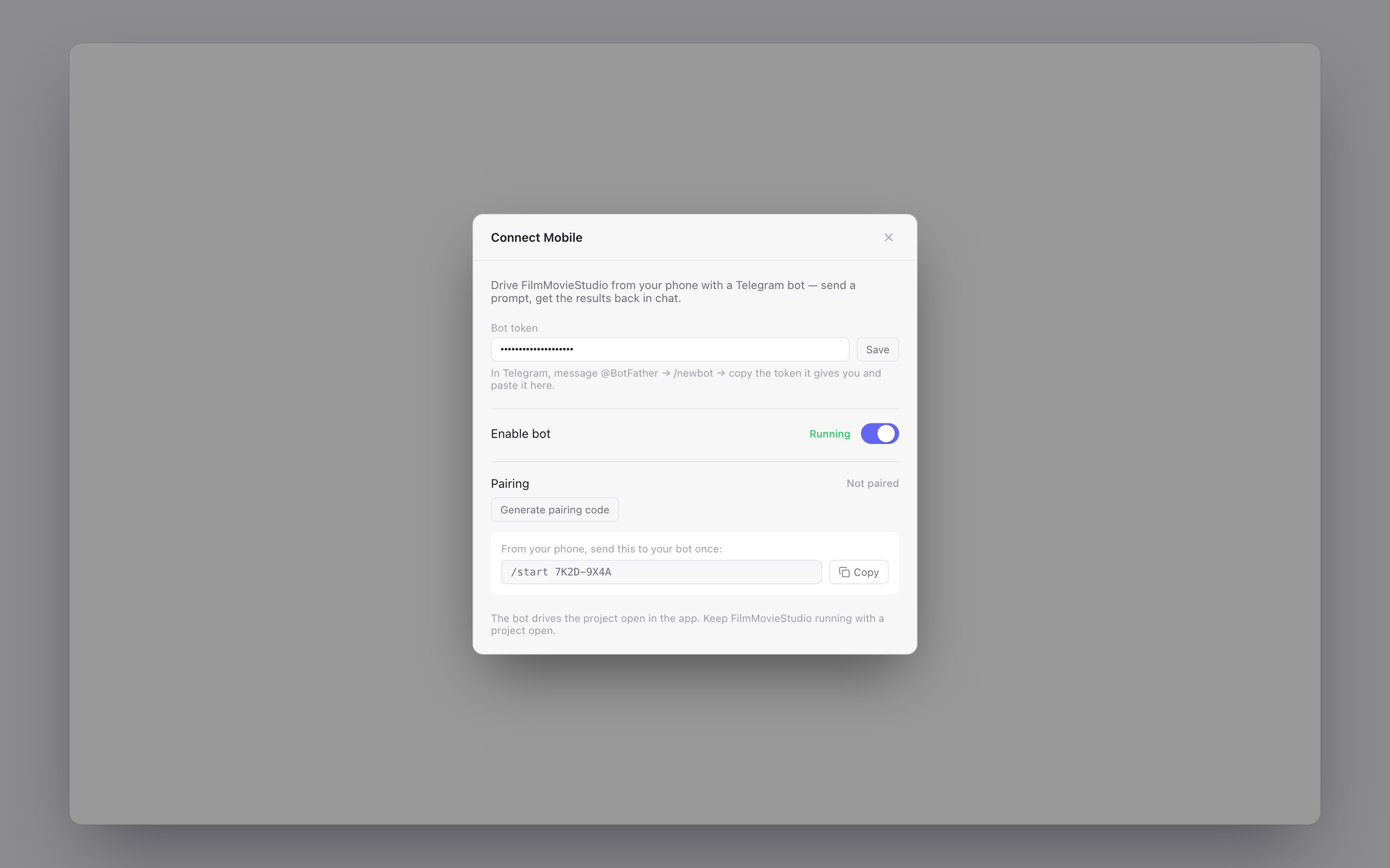 The Connect Mobile modal
