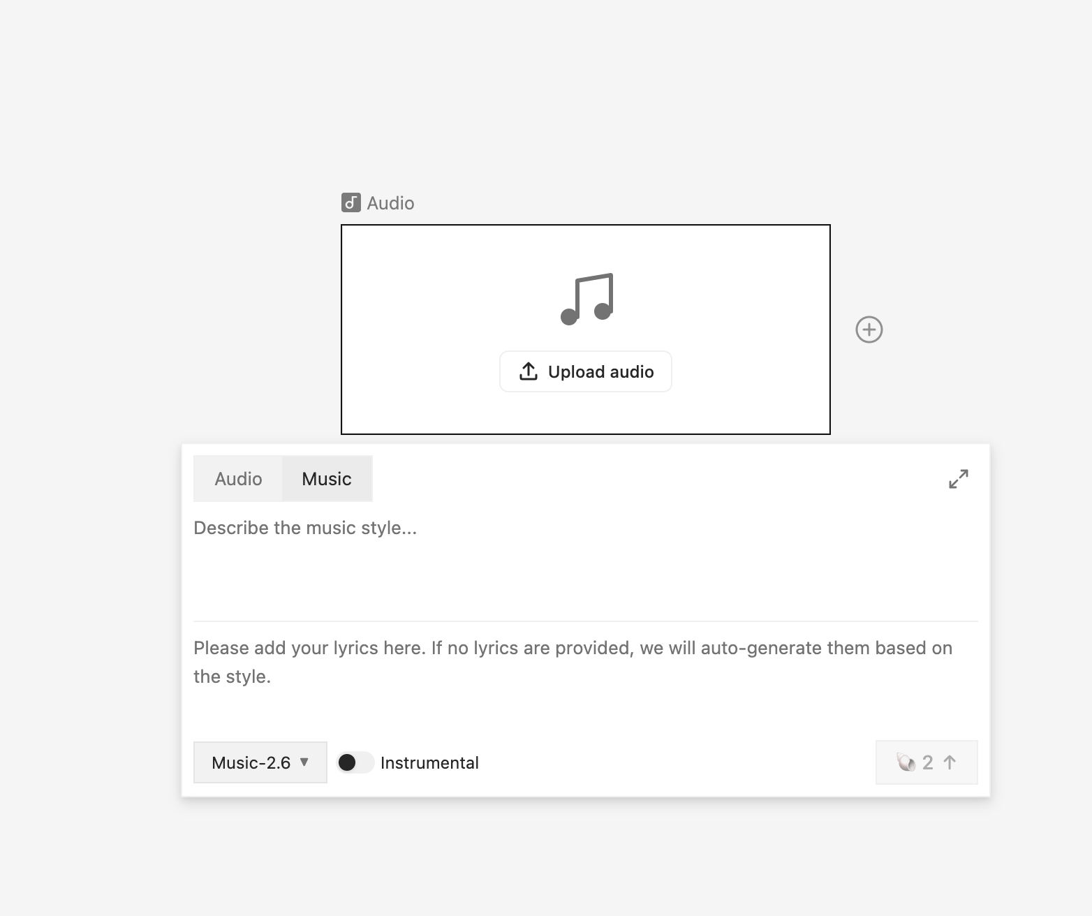 Una tarjeta de música con chips de estilo y caja de letras