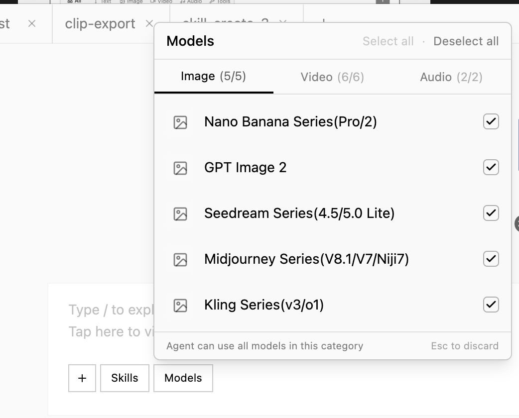 Choosing models in the chat model picker